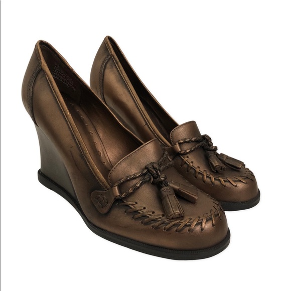 Nygard Wedge Heel Beonze Tassle Shoes - Picture 1 of 8